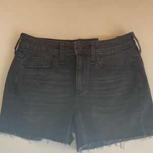 High rise midi shorts black denim 2